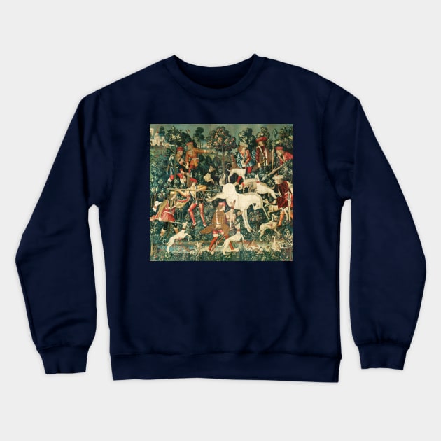 UNICORN DEFENDS ITSELF / Dogs and Other Animals,Green Floral Crewneck Sweatshirt by BulganLumini